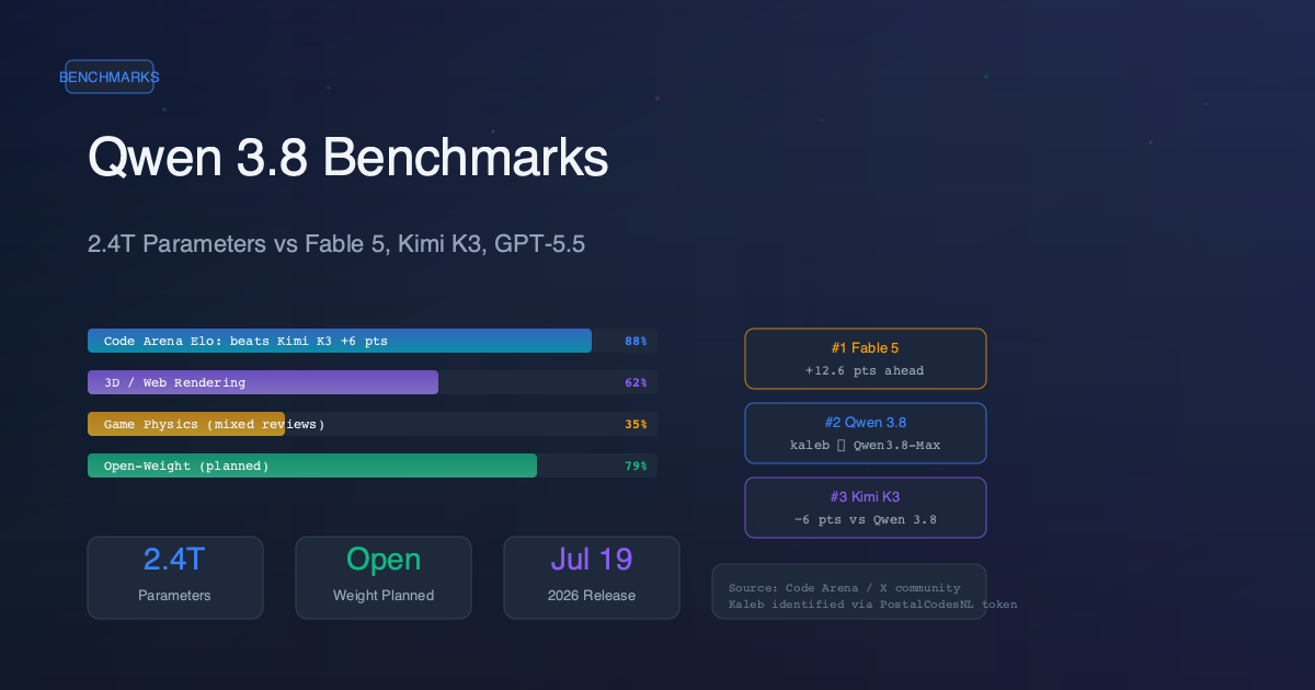 Qwen 3.8 Benchmarks: How Alibaba 2.4T Model Stacks Up Against Fable 5, Kimi K3, and GPT-5.5