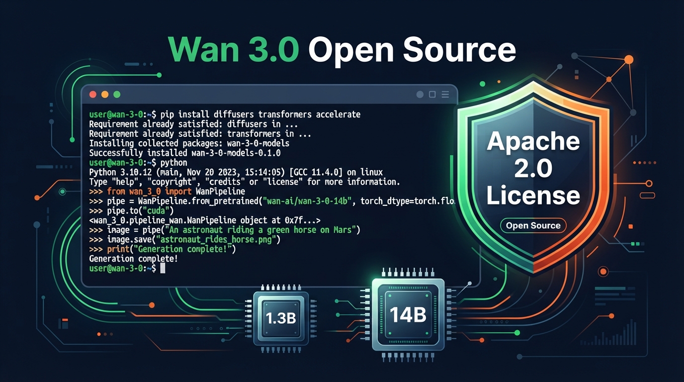 Is Wan 3.0 Open Source? What Actually Shipped, the License, and How to Run It (2026) Is Wan 3.0 Open Source? What Actually Shipped, the License, and How to Run It (2026)