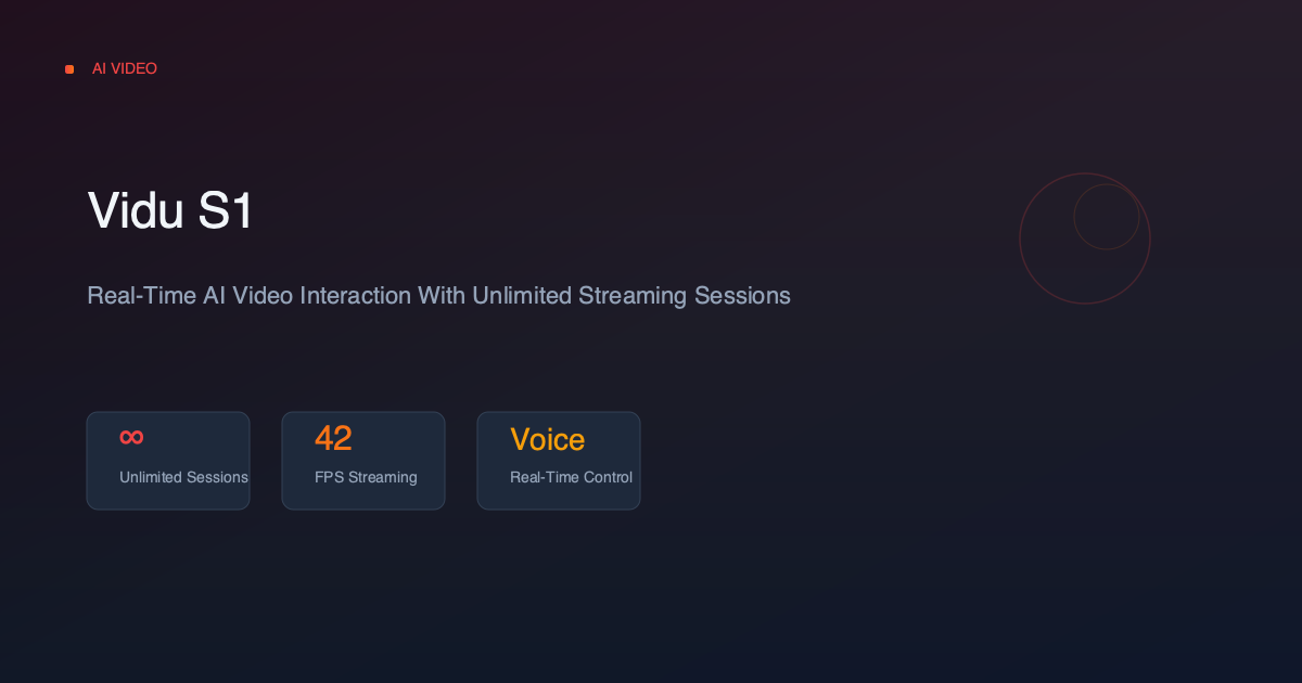 Vidu S1: Real-Time AI Video Interaction Model With Unlimited Streaming Sessions Vidu S1: Real-Time AI Video Interaction Model With Unlimited Streaming Sessions